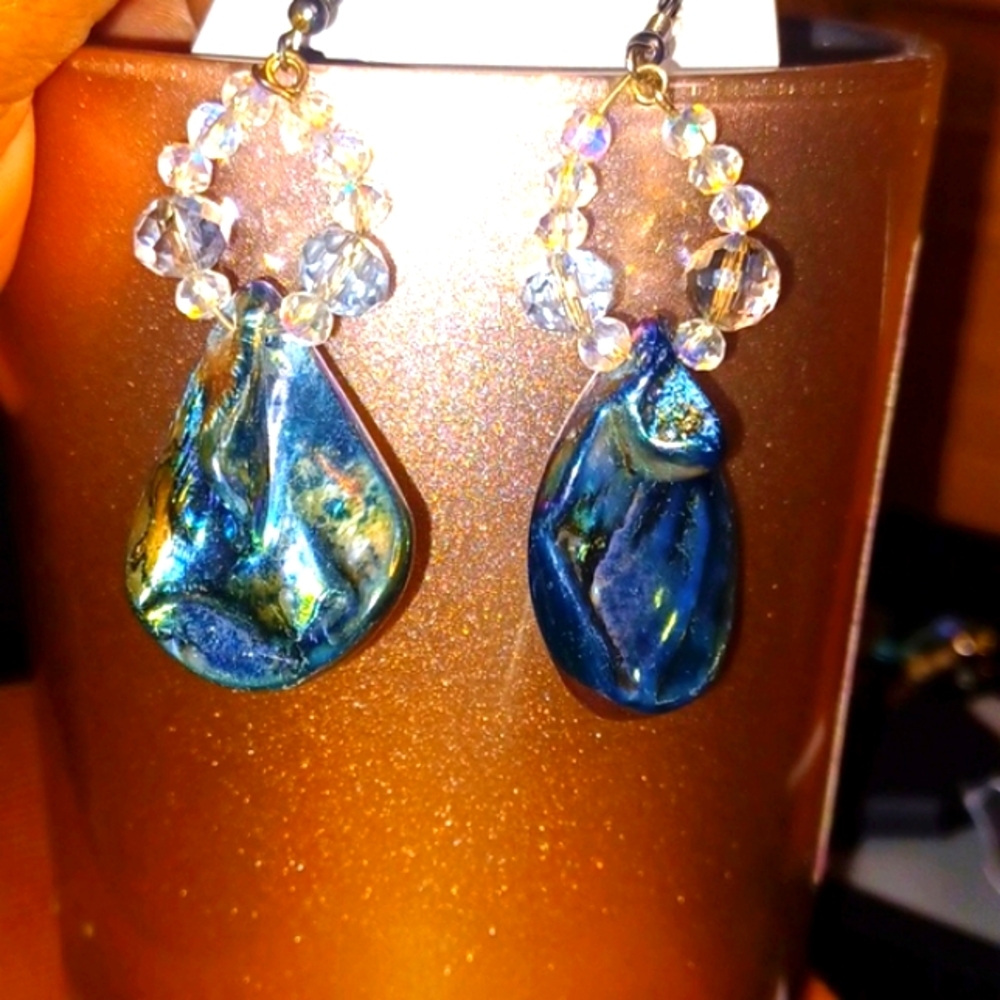 🎉🪞💜Abalone Asteroid Earrings💕🩷